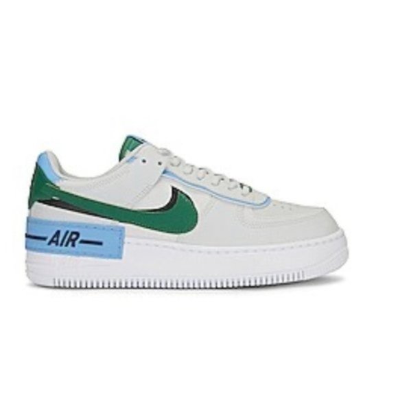 Nike Air Force 1 Shadow Sneaker in Photon Dust, Malachite Black, University Blue - Picture 1 of 6